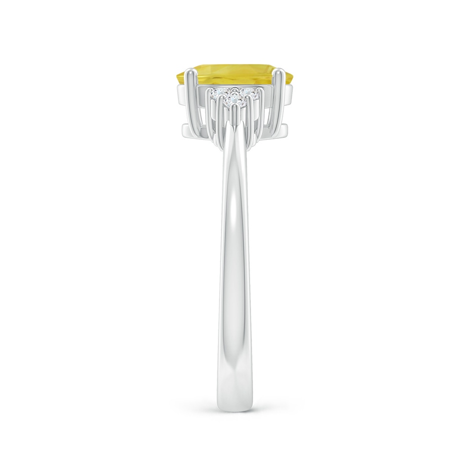 8x6mm A Solitaire Oval Yellow Sapphire Ring with Trio Diamond Accents in P950 Platinum side 2