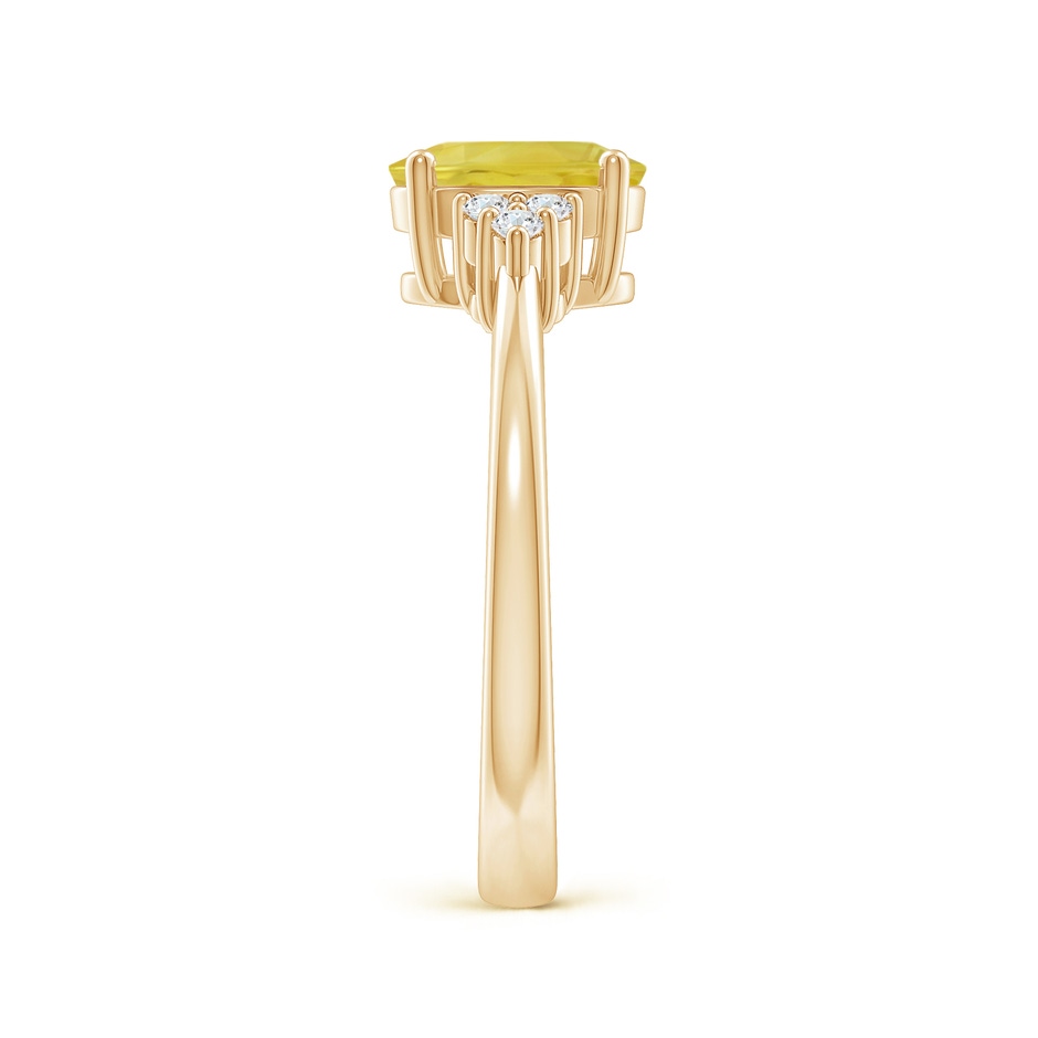 8x6mm A Solitaire Oval Yellow Sapphire Ring with Trio Diamond Accents in Yellow Gold side 2