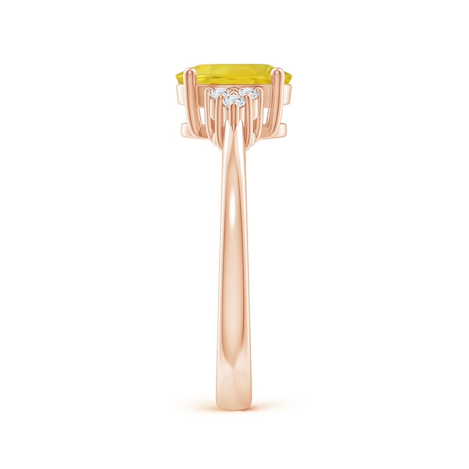 8x6mm AA Solitaire Oval Yellow Sapphire Ring with Trio Diamond Accents in Rose Gold side 2