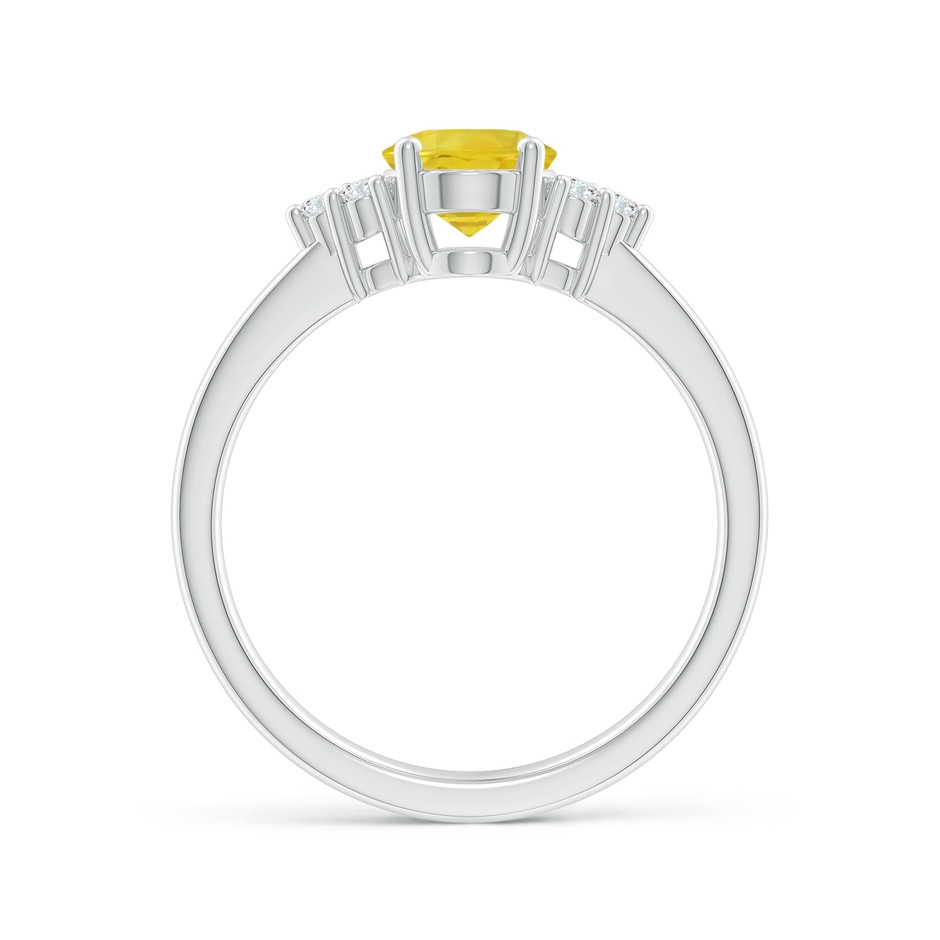 8x6mm AA Solitaire Oval Yellow Sapphire Ring with Trio Diamond Accents in White Gold side 1