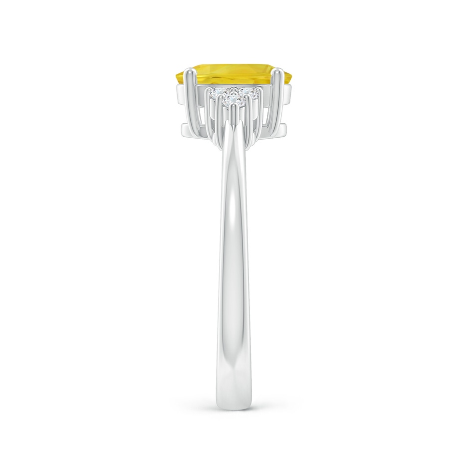 8x6mm AA Solitaire Oval Yellow Sapphire Ring with Trio Diamond Accents in White Gold side 2