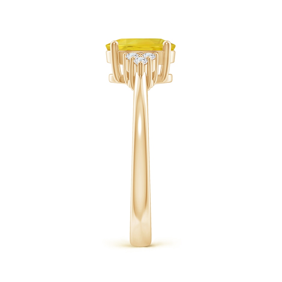 8x6mm AA Solitaire Oval Yellow Sapphire Ring with Trio Diamond Accents in Yellow Gold side 2