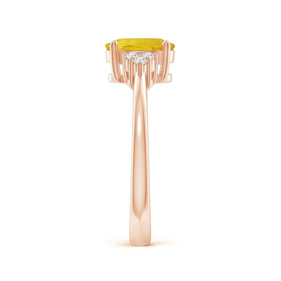 8x6mm AAA Solitaire Oval Yellow Sapphire Ring with Trio Diamond Accents in Rose Gold side 2