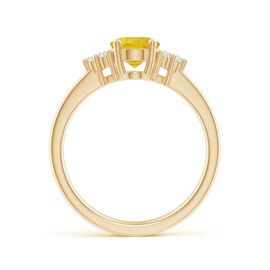8x6mm AAA Solitaire Oval Yellow Sapphire Ring with Trio Diamond Accents in Yellow Gold side 1