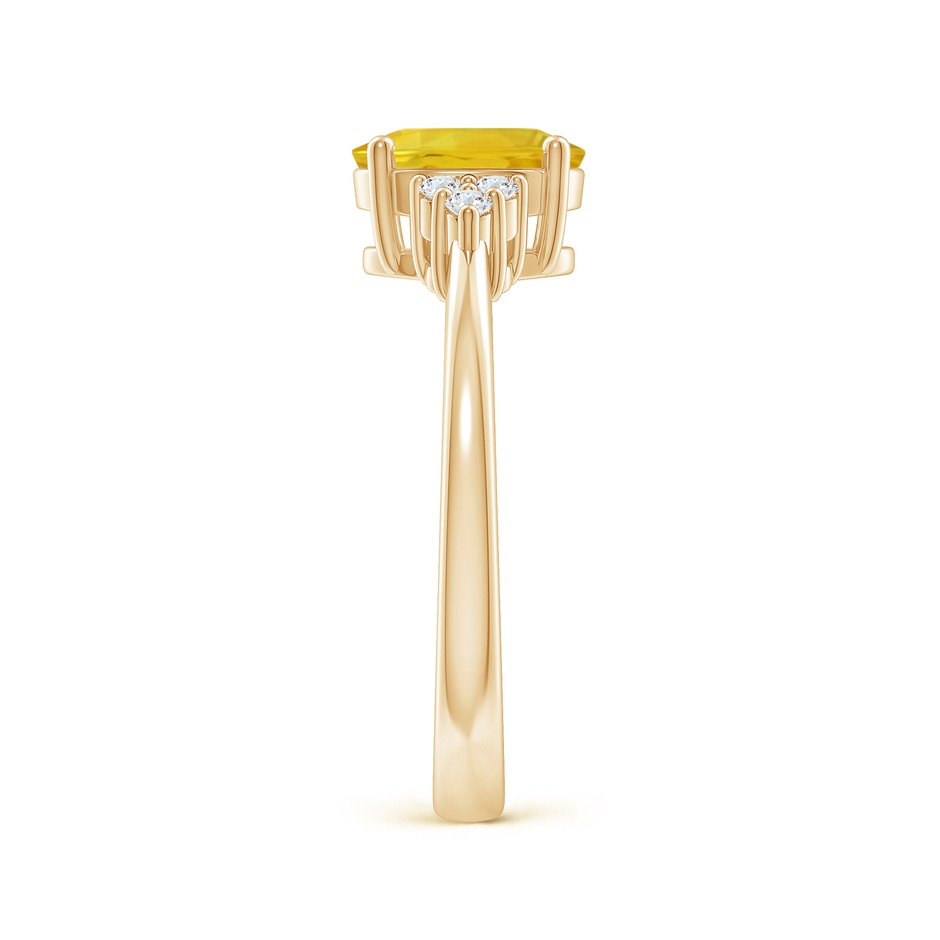 8x6mm AAA Solitaire Oval Yellow Sapphire Ring with Trio Diamond Accents in Yellow Gold side 2