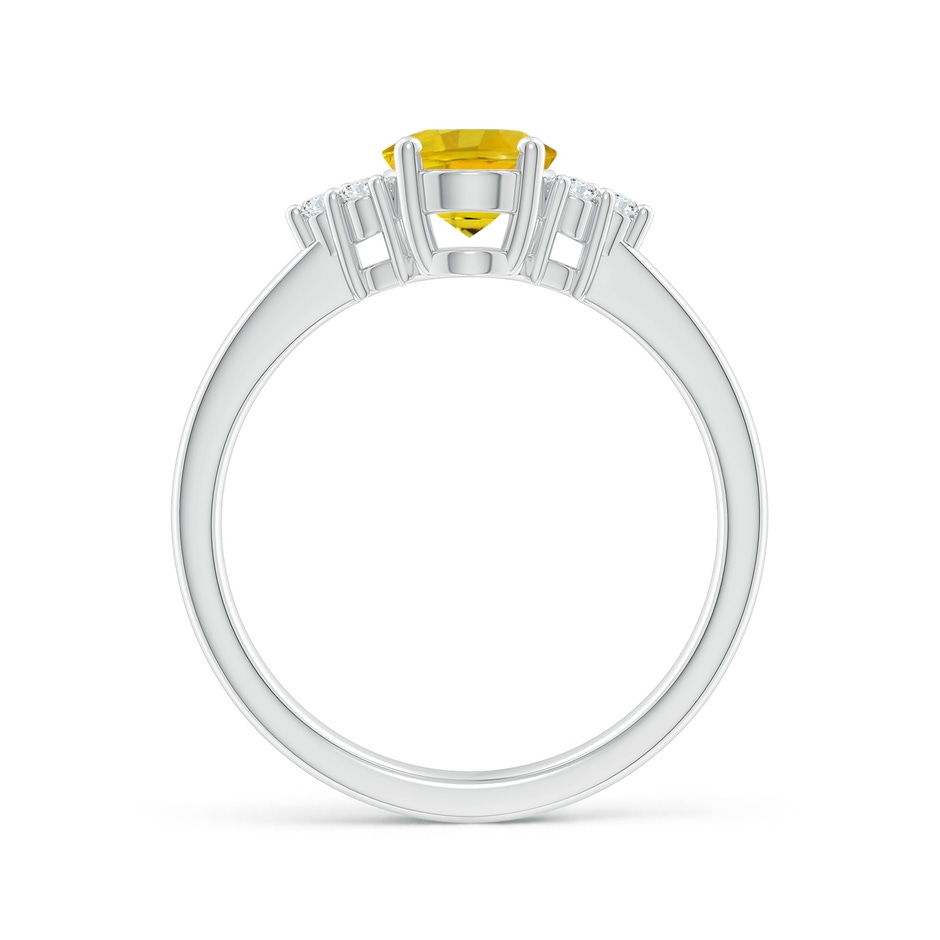 8x6mm AAAA Solitaire Oval Yellow Sapphire Ring with Trio Diamond Accents in White Gold side 1