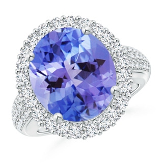 14x12mm AA Oval Tanzanite Cocktail Ring with Diamonds in P950 Platinum