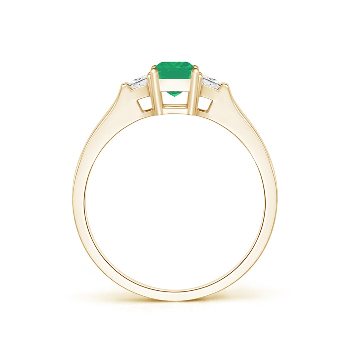 6x4mm A Emerald-Cut Emerald and Trapezoid Diamond Three Stone Ring in Yellow Gold product image