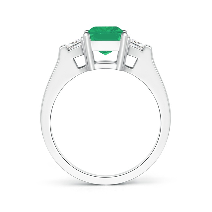 8x6mm A Emerald-Cut Emerald and Trapezoid Diamond Three Stone Ring in White Gold product image