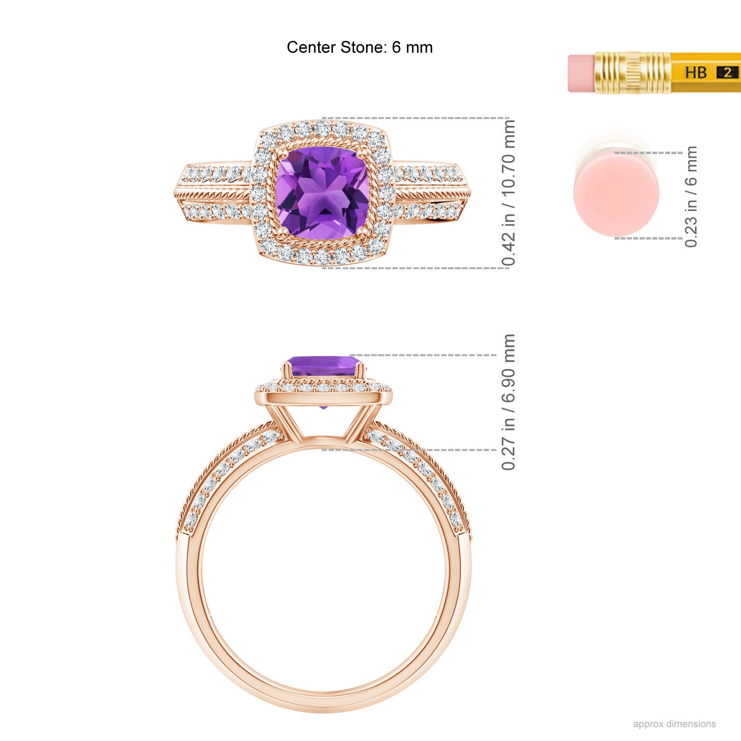 AAA - Amethyst / 1.22 CT / 14 KT Rose Gold