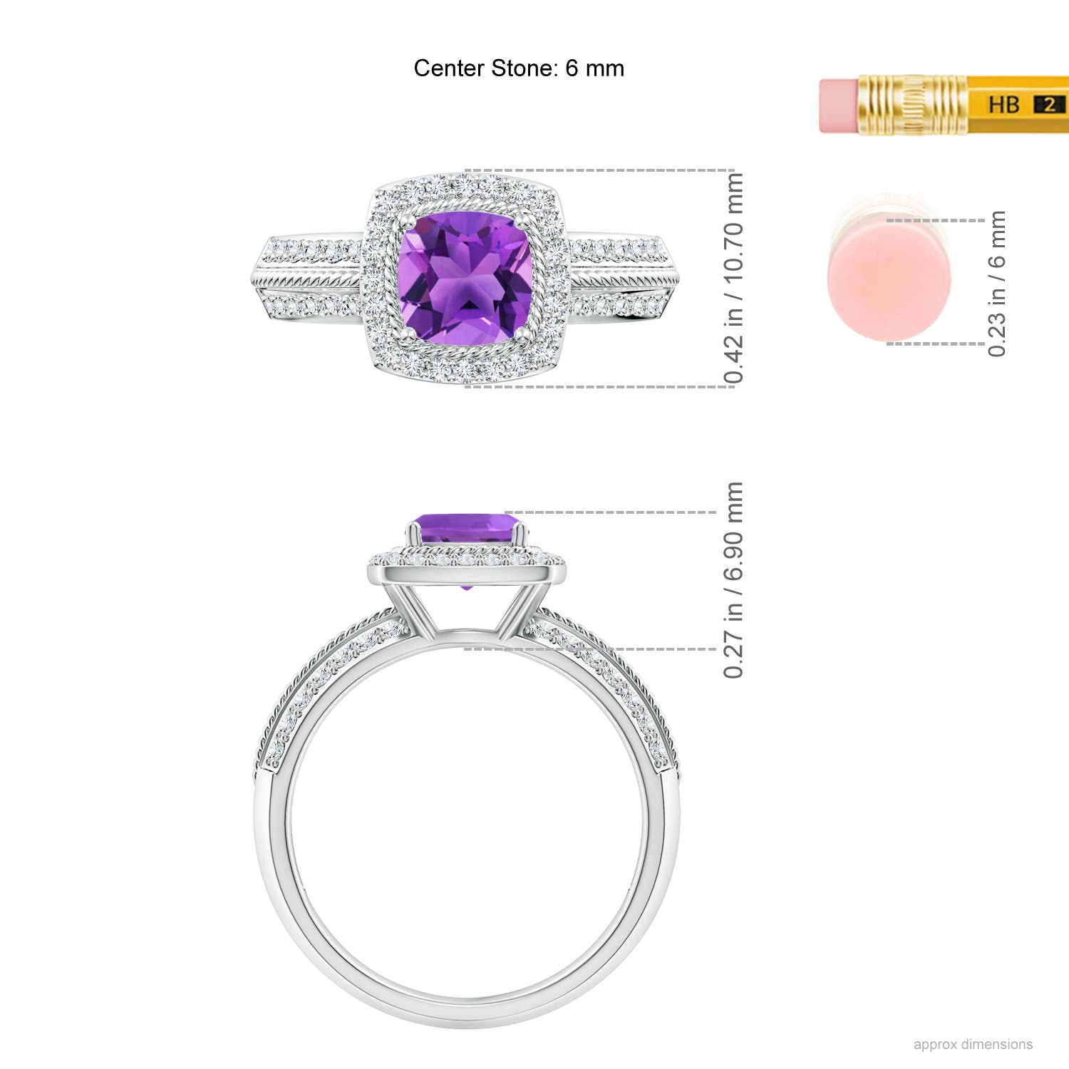 AAA - Amethyst / 1.22 CT / 14 KT White Gold