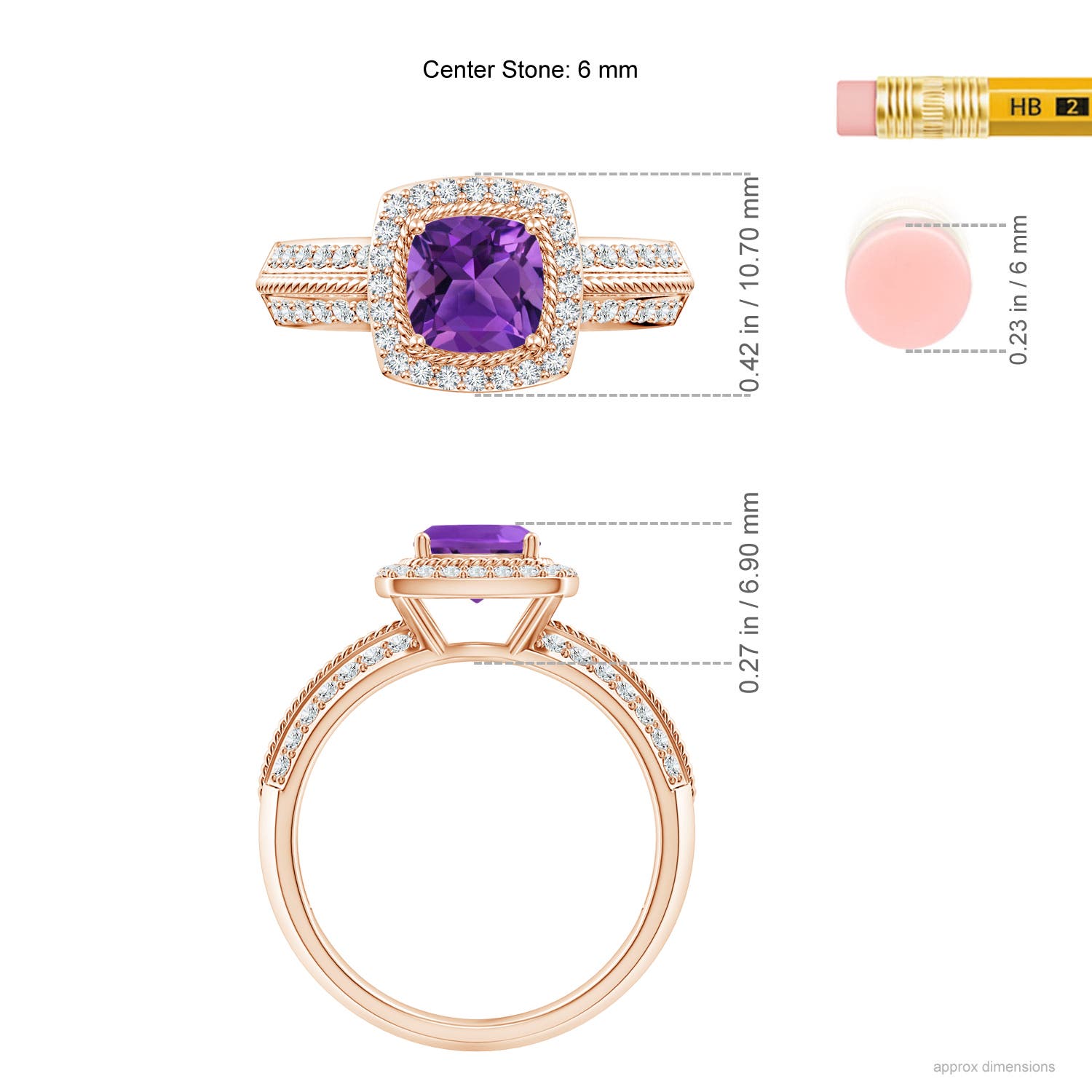 AAAA - Amethyst / 1.22 CT / 14 KT Rose Gold