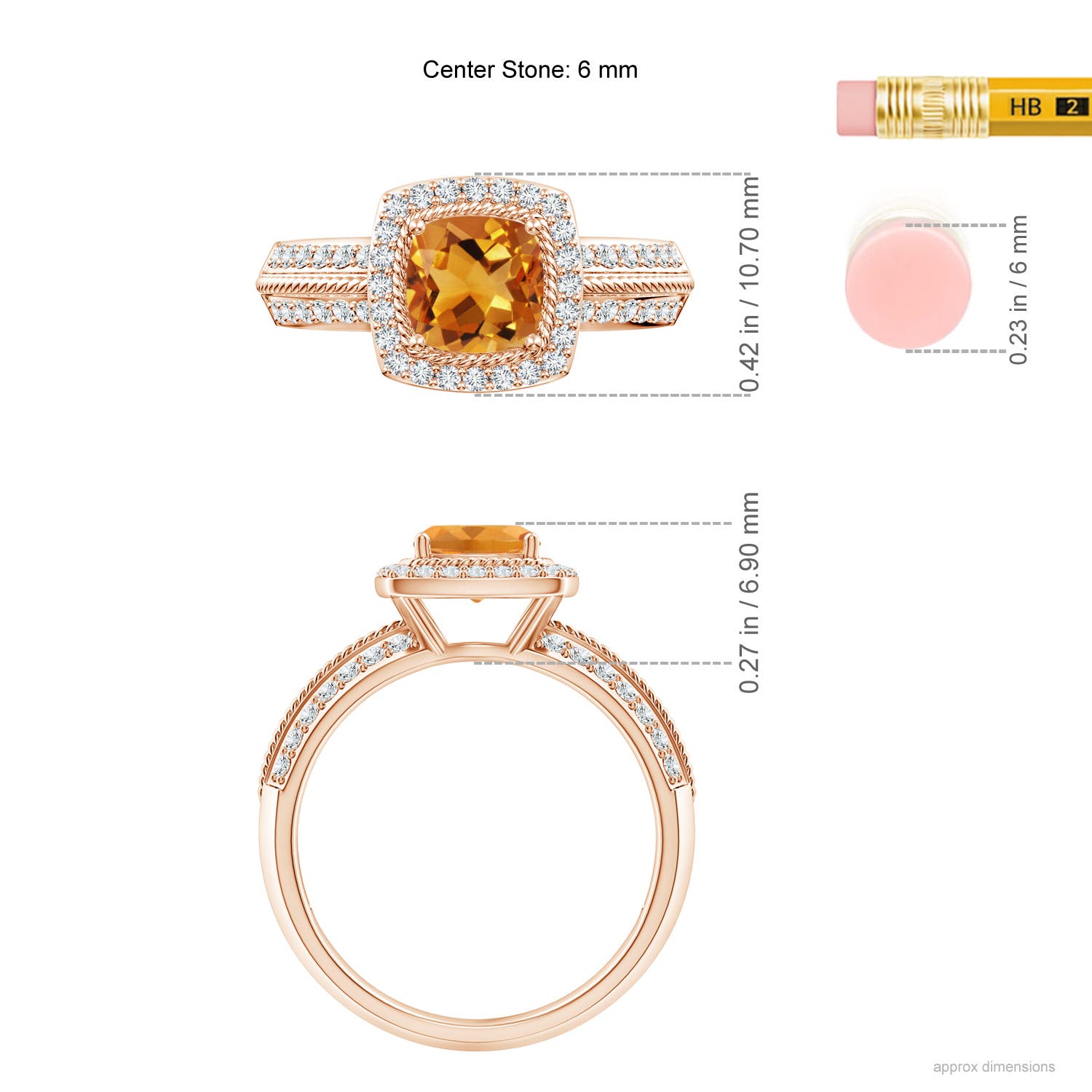 AA - Citrine / 1.32 CT / 14 KT Rose Gold