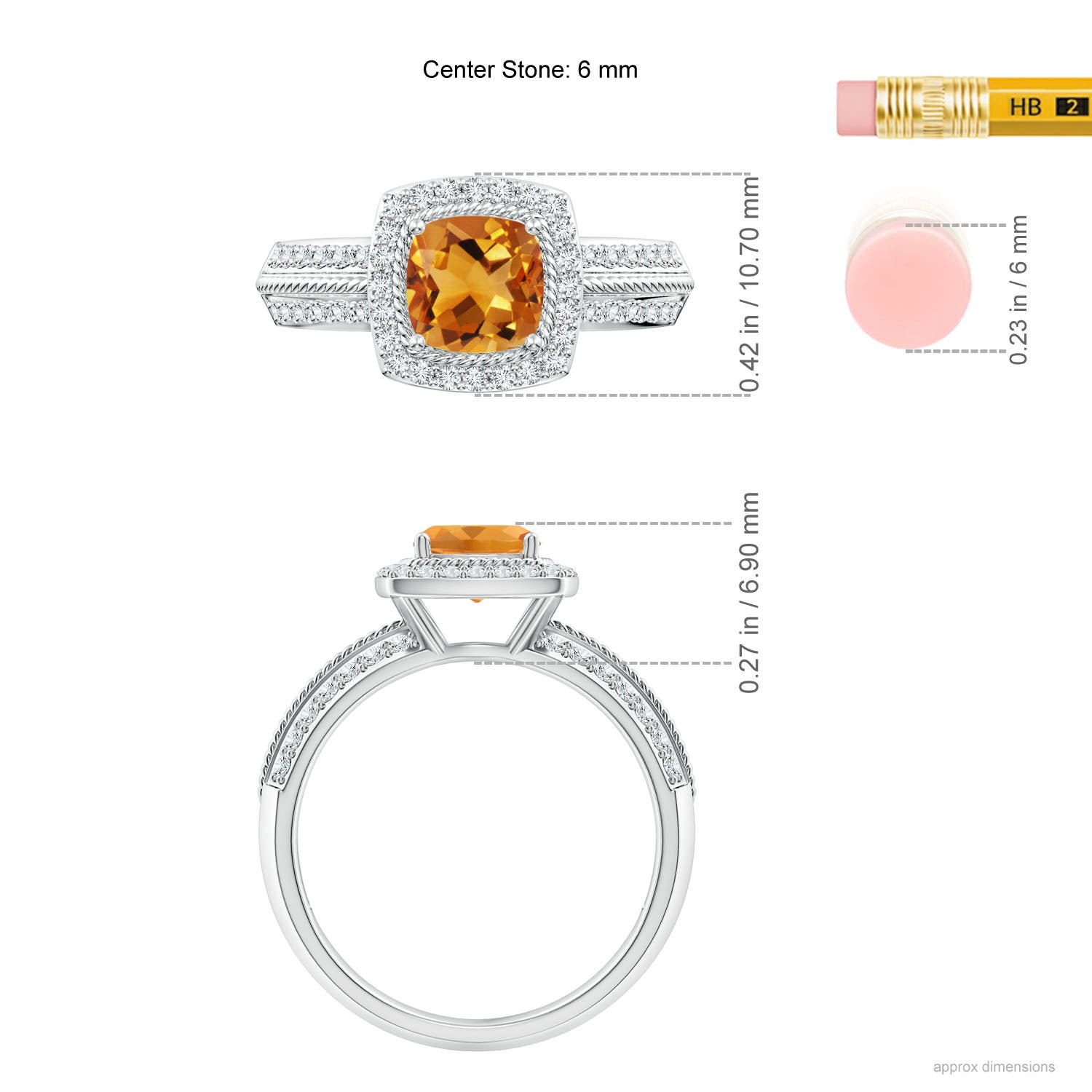 AA - Citrine / 1.32 CT / 14 KT White Gold