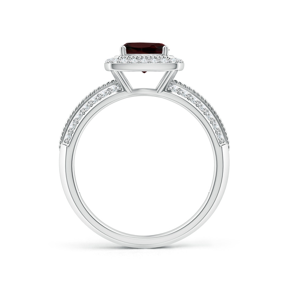 6mm A Twisted Rope Cushion Garnet Halo Ring in P950 Platinum side-1