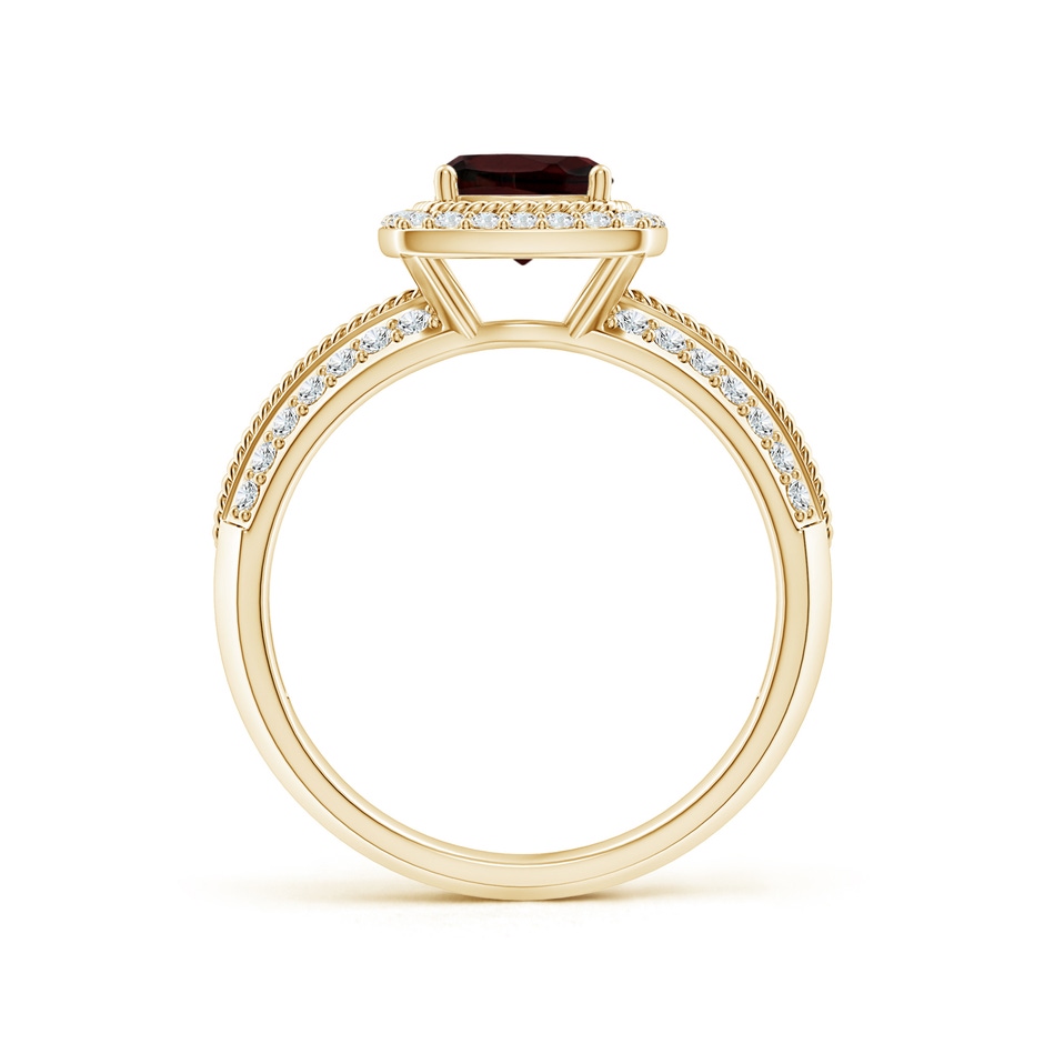 6mm A Twisted Rope Cushion Garnet Halo Ring in Yellow Gold side-1