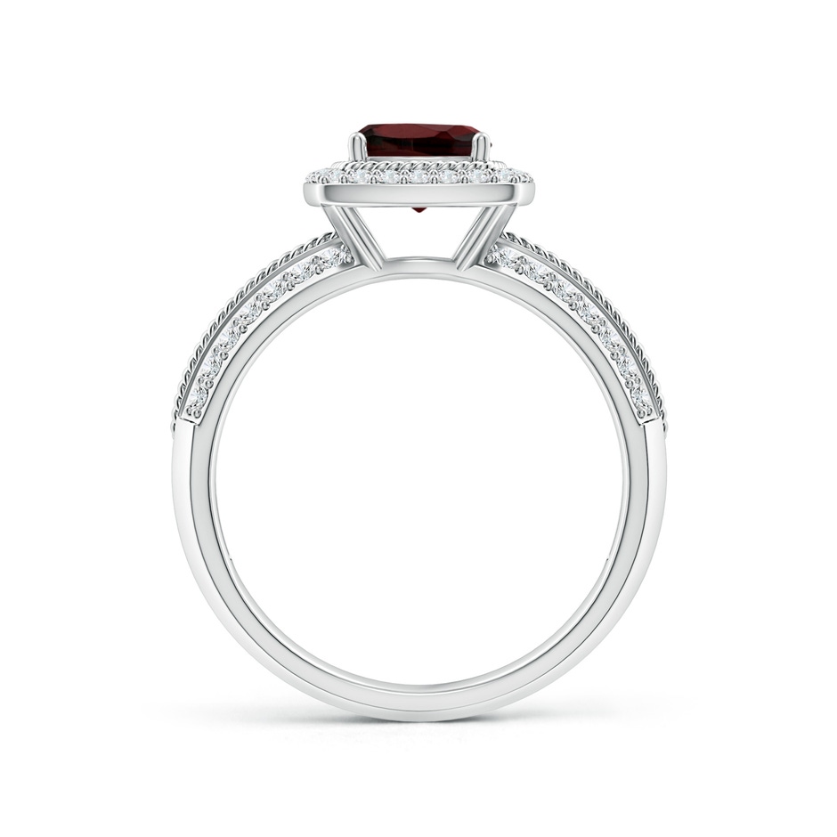 6mm AA Twisted Rope Cushion Garnet Halo Ring in White Gold side-1