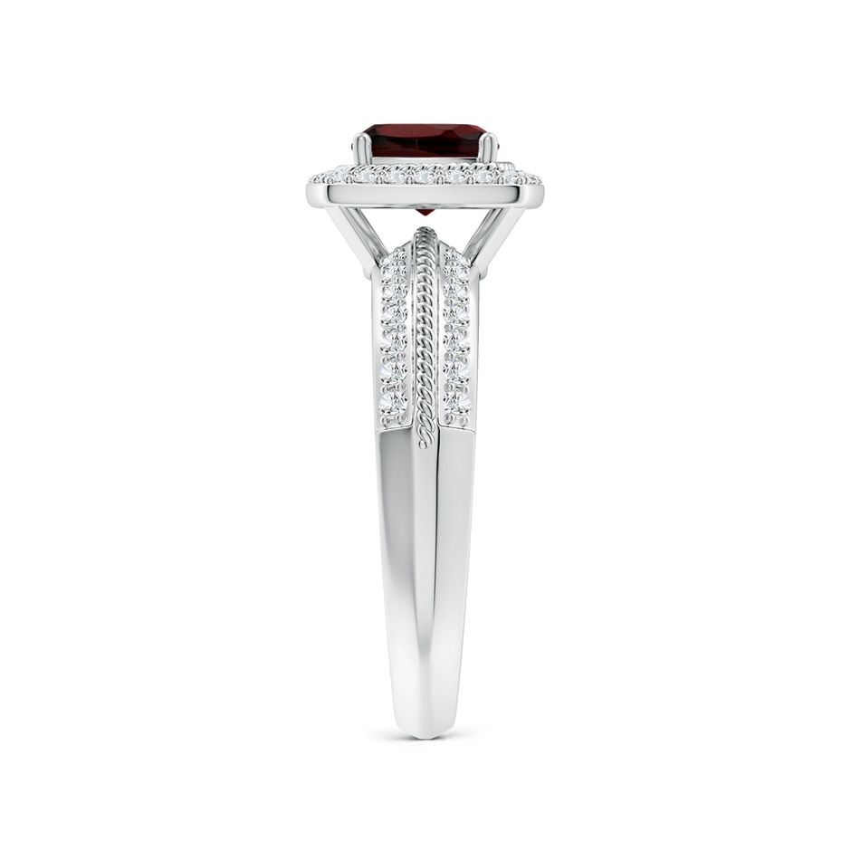 6mm AA Twisted Rope Cushion Garnet Halo Ring in White Gold side-2