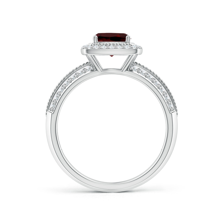 6mm AAA Twisted Rope Cushion Garnet Halo Ring in White Gold side-1