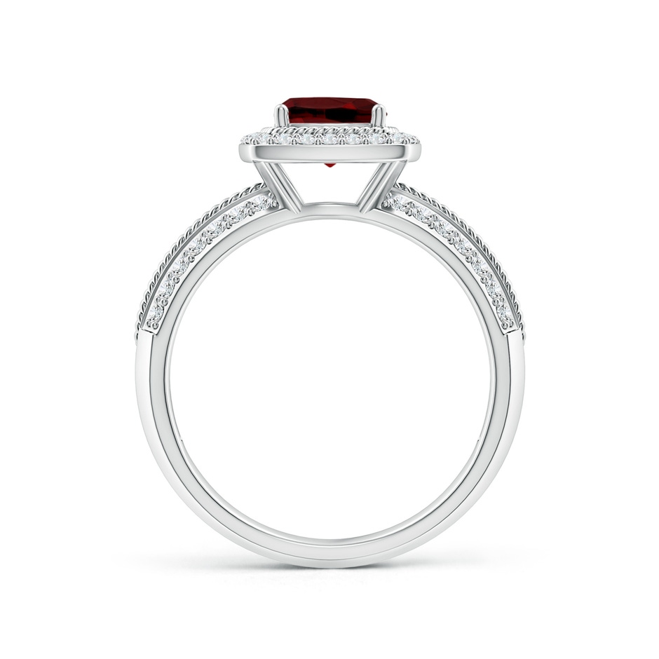 6mm AAAA Twisted Rope Cushion Garnet Halo Ring in P950 Platinum side-1