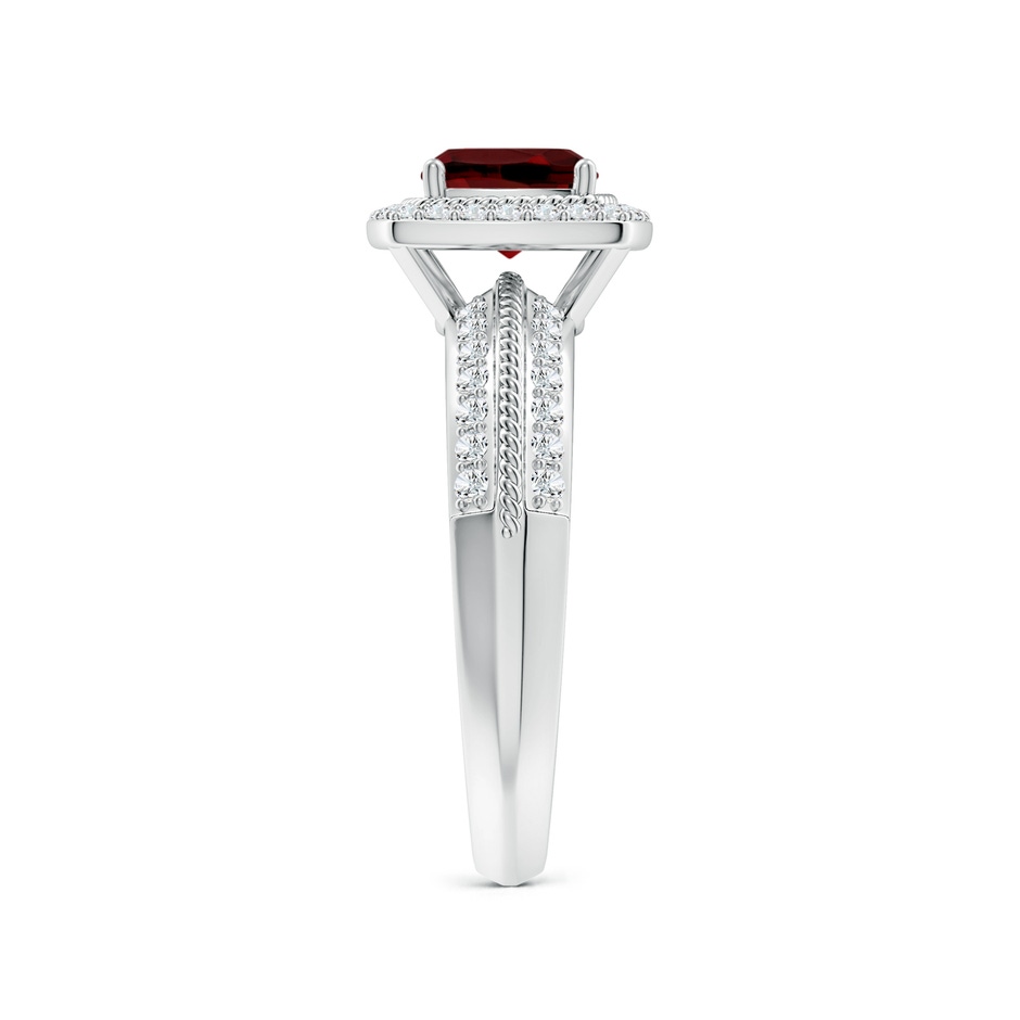 6mm AAAA Twisted Rope Cushion Garnet Halo Ring in P950 Platinum side-2