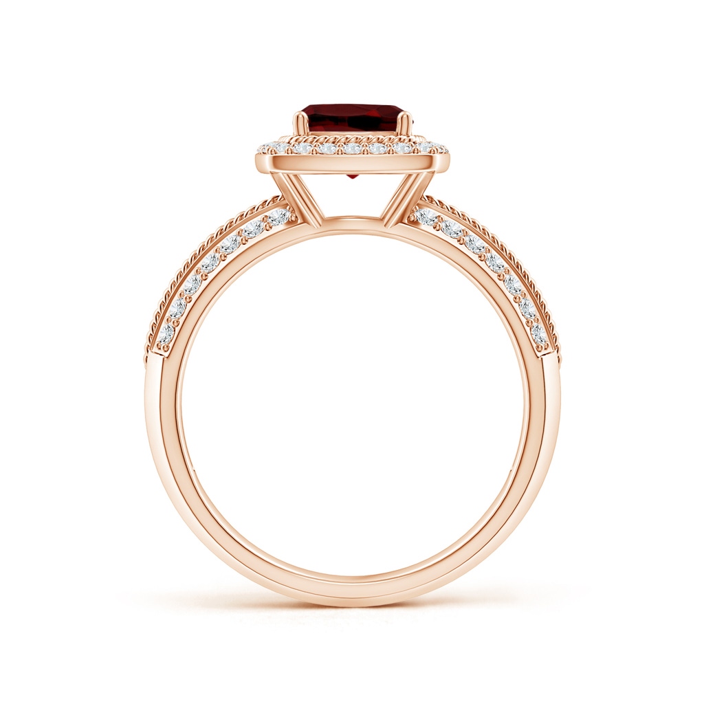 6mm AAAA Twisted Rope Cushion Garnet Halo Ring in Rose Gold - side_1