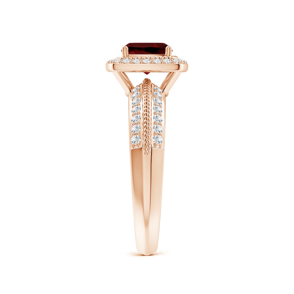 6mm AAAA Twisted Rope Cushion Garnet Halo Ring in Rose Gold side-2