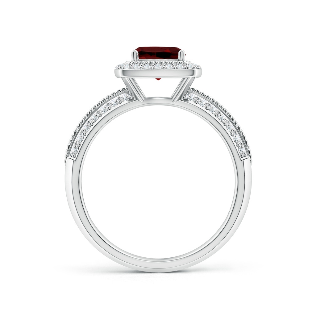 6mm AAAA Twisted Rope Cushion Garnet Halo Ring in White Gold - side_1