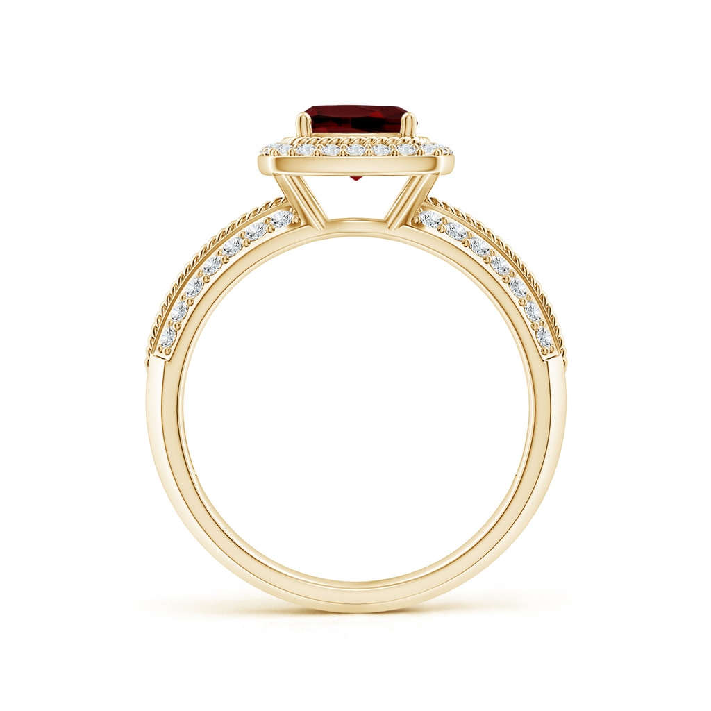 6mm AAAA Twisted Rope Cushion Garnet Halo Ring in Yellow Gold - side_1