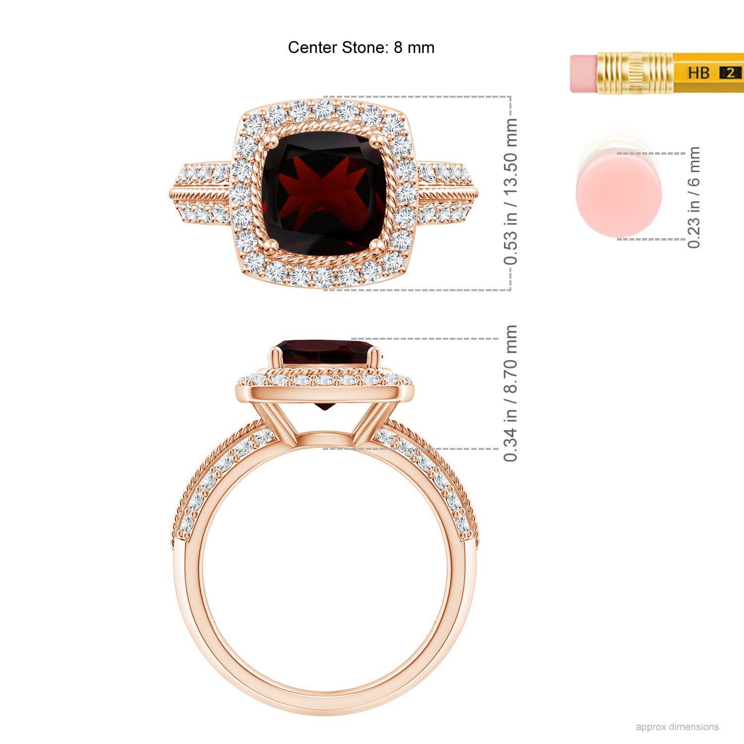 A - Garnet / 3.17 CT / 14 KT Rose Gold