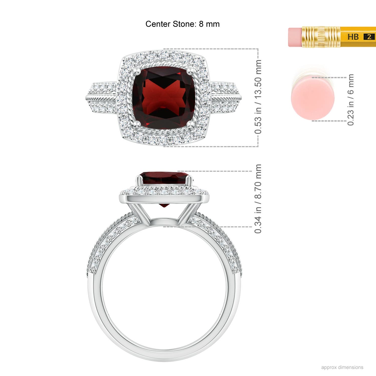 AA - Garnet / 3.17 CT / 14 KT White Gold