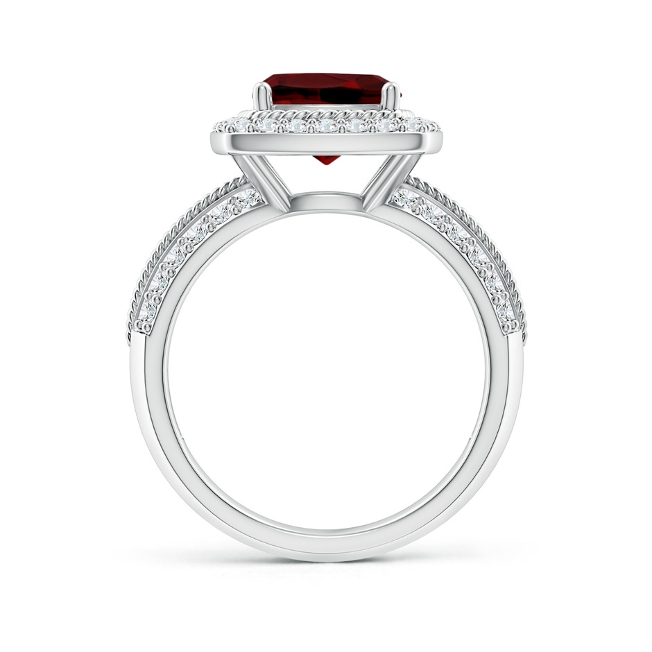 8mm AAAA Twisted Rope Cushion Garnet Halo Ring in P950 Platinum side-1