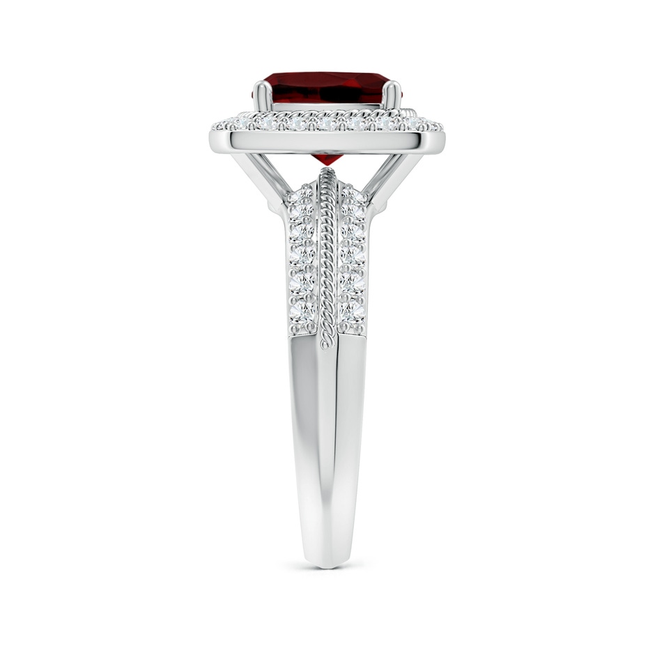 8mm AAAA Twisted Rope Cushion Garnet Halo Ring in P950 Platinum side-2