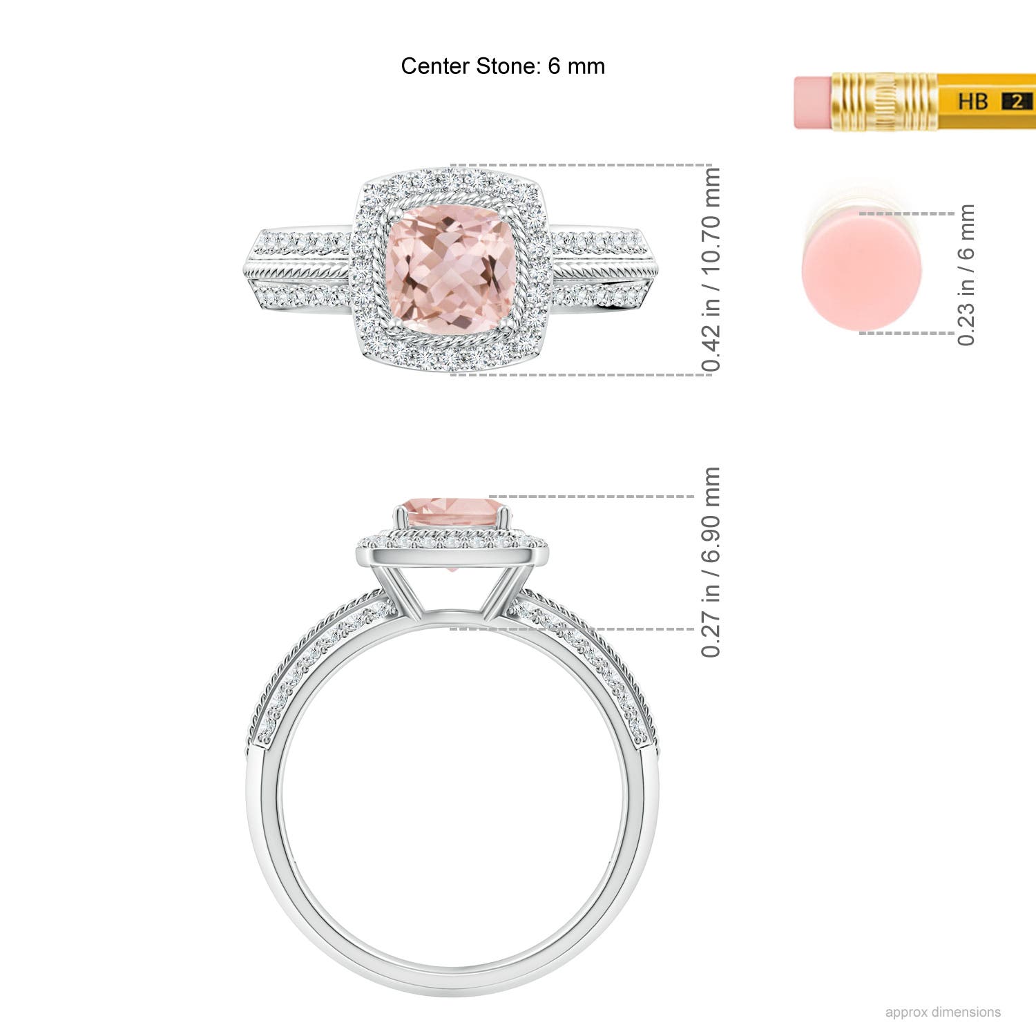 AAAA - Morganite / 1.17 CT / 14 KT White Gold