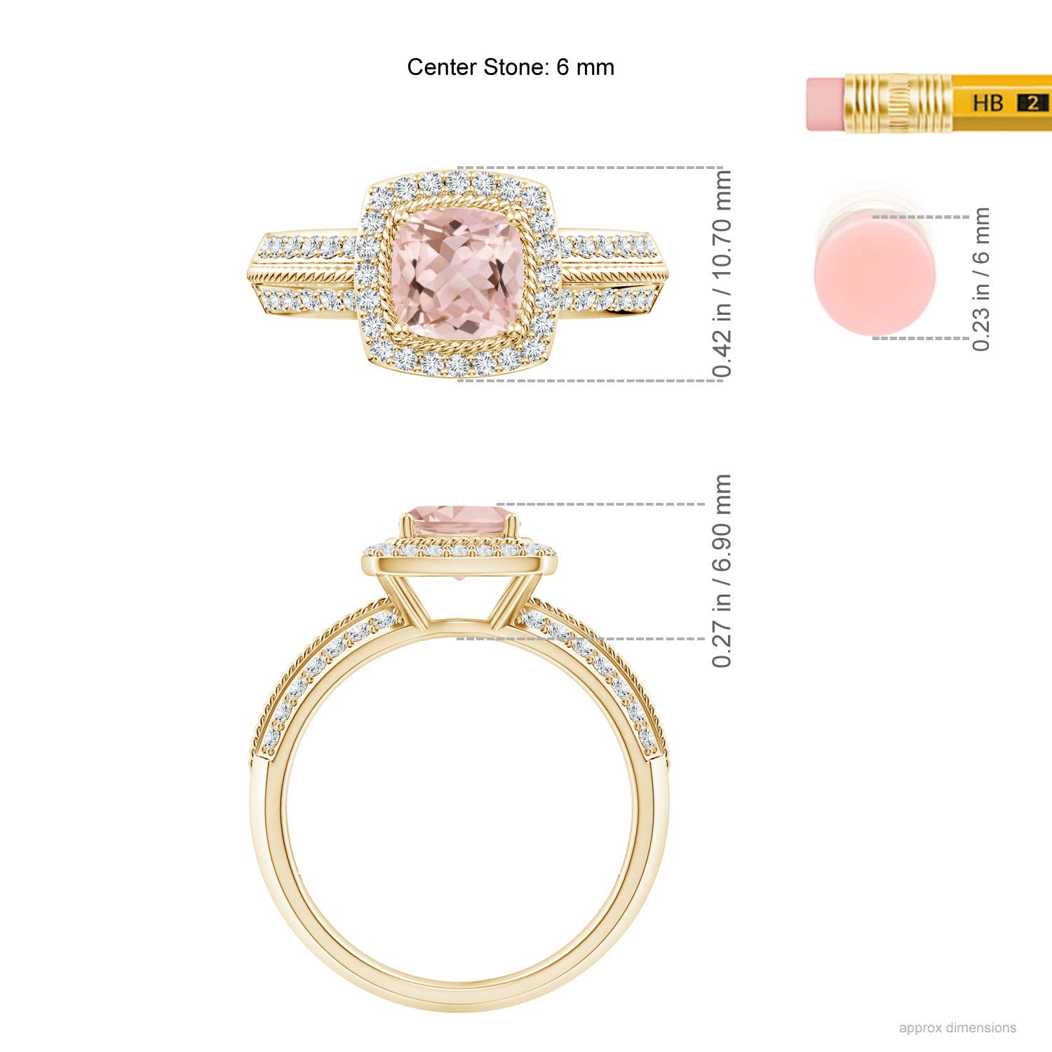 AAAA - Morganite / 1.17 CT / 14 KT Yellow Gold