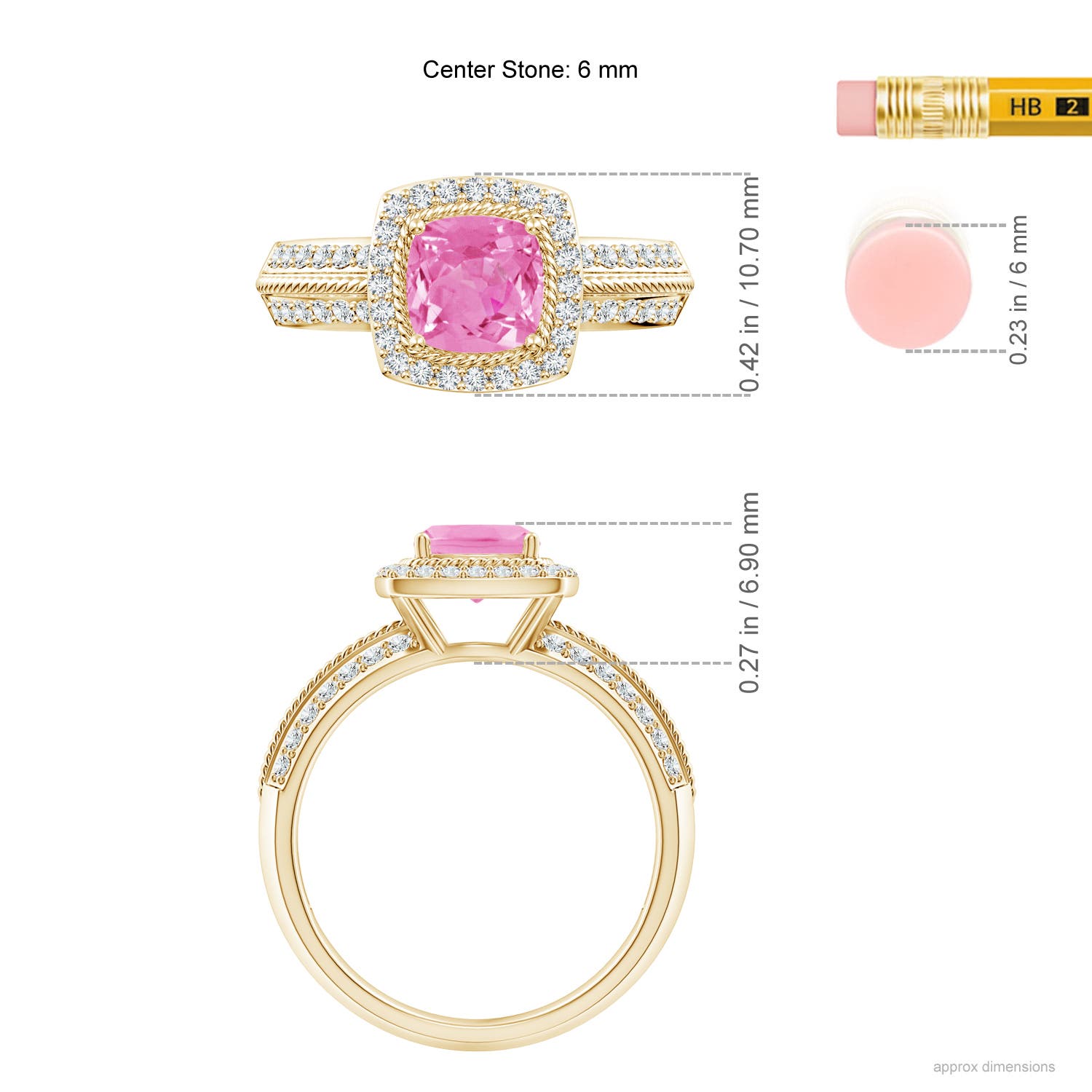 AA - Pink Sapphire / 1.32 CT / 14 KT Yellow Gold