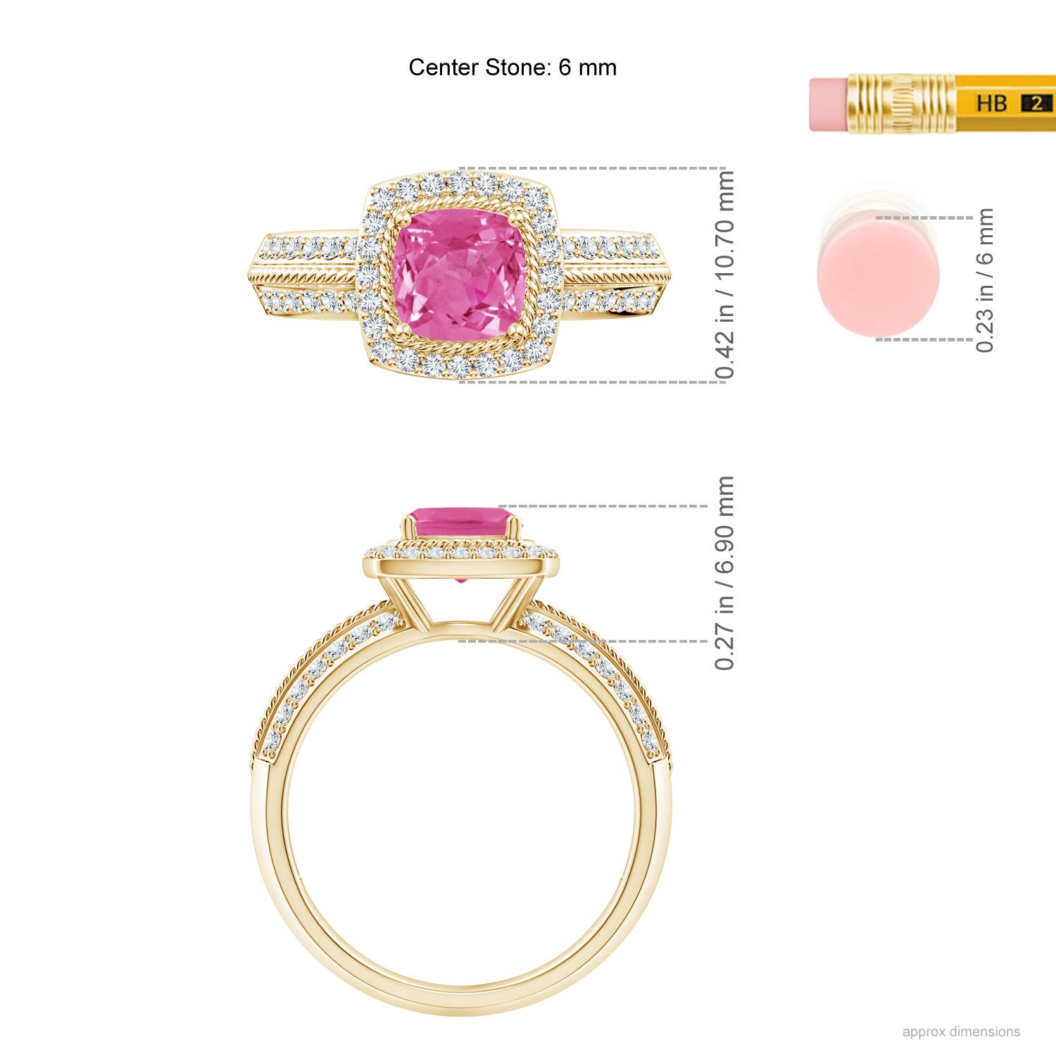 AAA - Pink Sapphire / 1.32 CT / 14 KT Yellow Gold