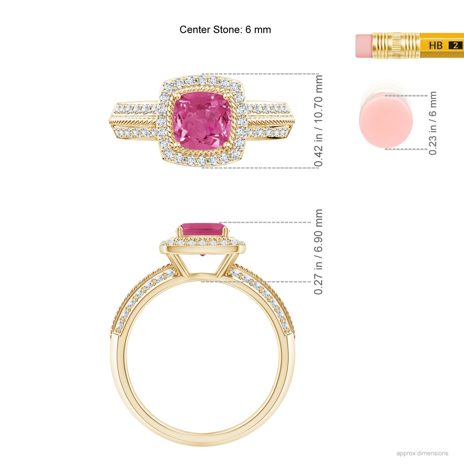 AAAA - Pink Sapphire / 1.32 CT / 14 KT Yellow Gold