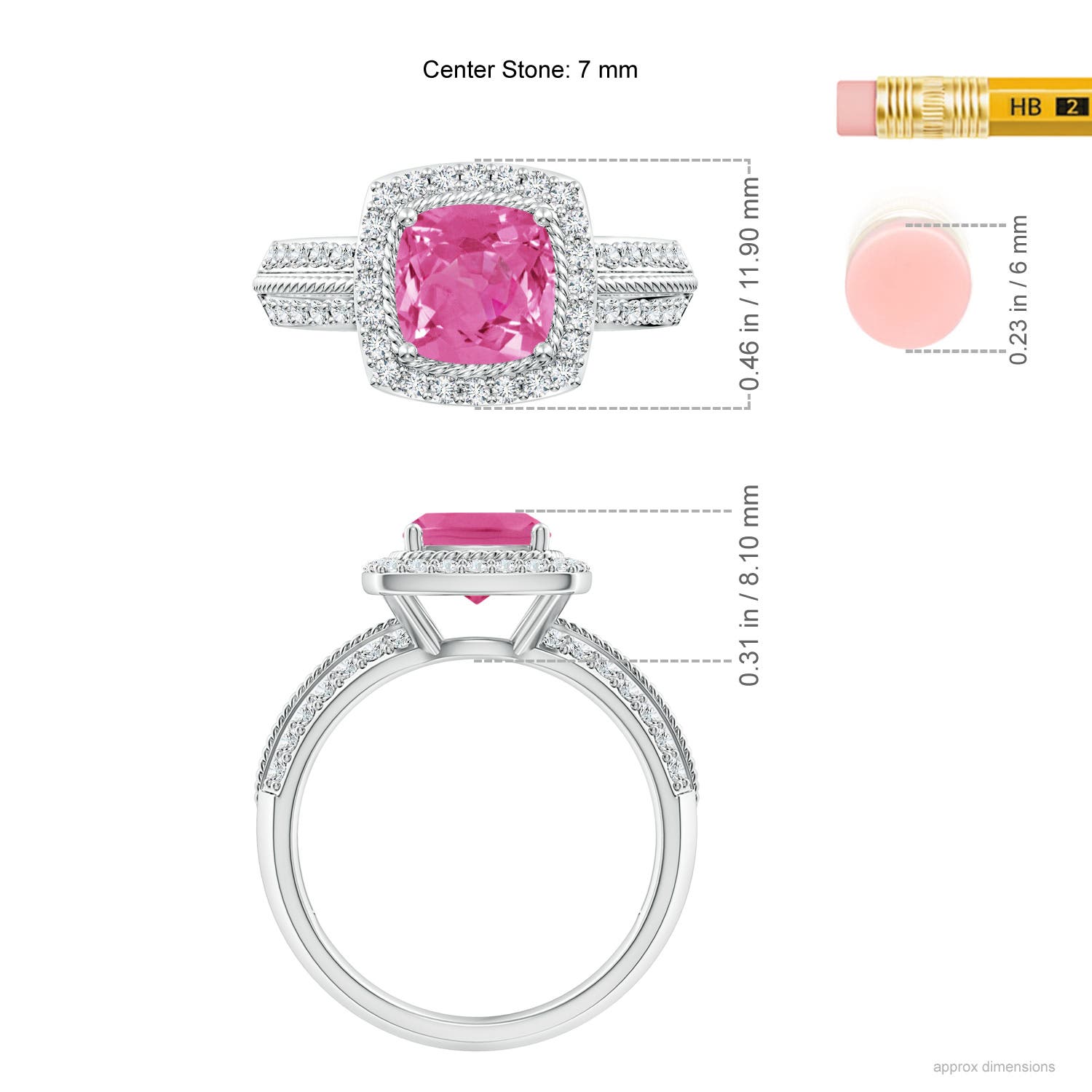 AAA - Pink Sapphire / 2.02 CT / 14 KT White Gold