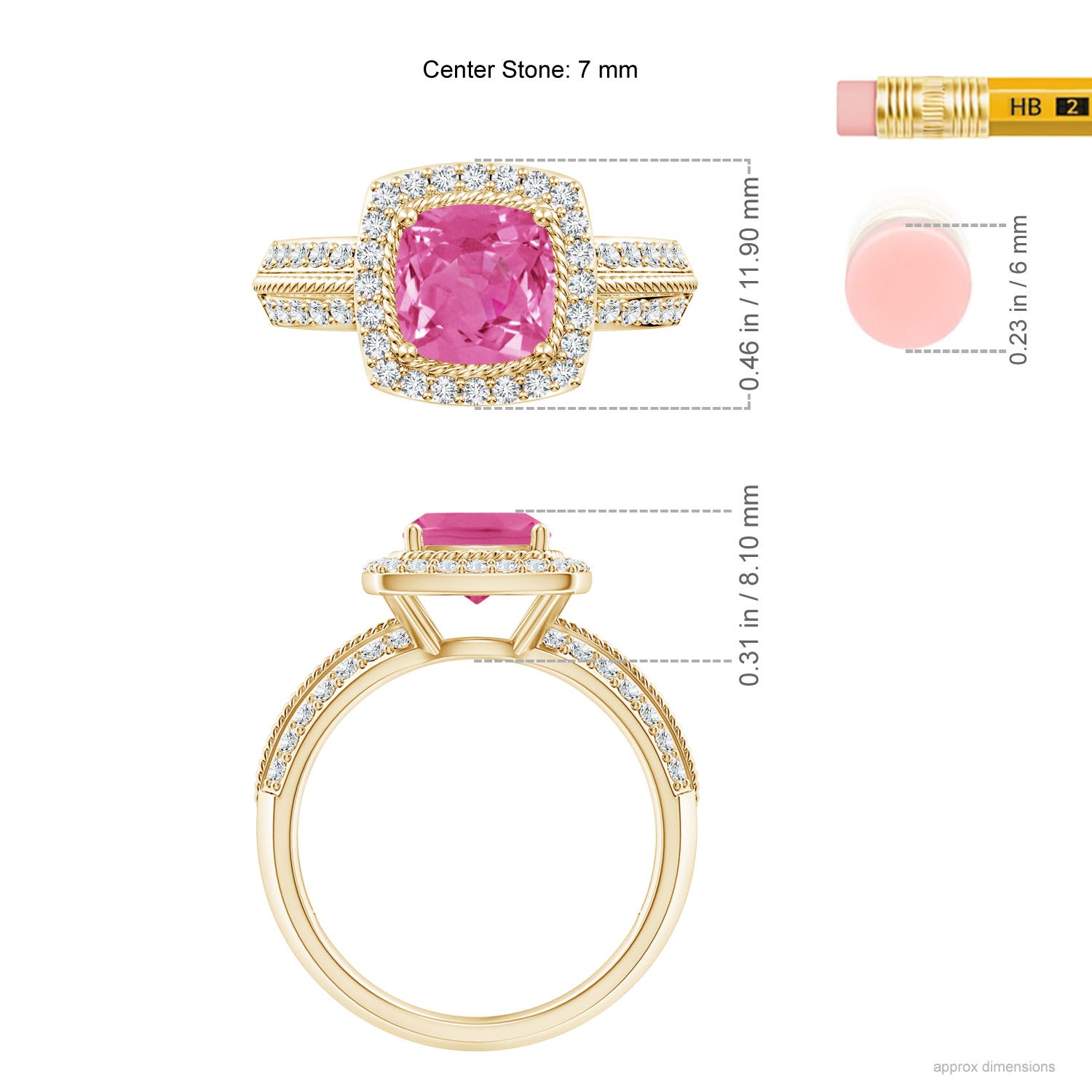 AAA - Pink Sapphire / 2.02 CT / 14 KT Yellow Gold