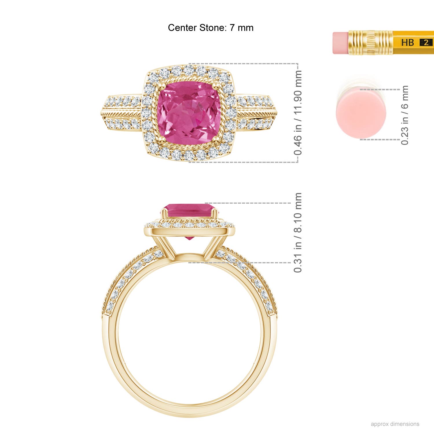 AAAA - Pink Sapphire / 2.02 CT / 14 KT Yellow Gold