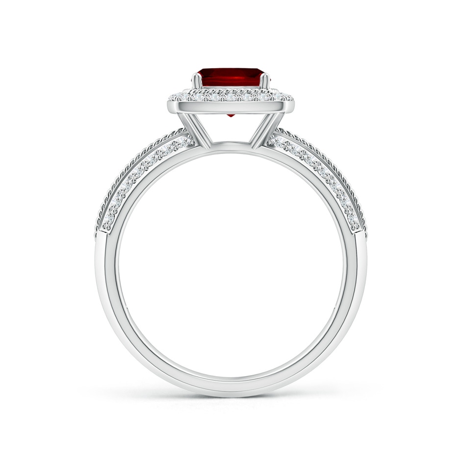 6mm Lab-Grown Twisted Rope Cushion Ruby Halo Ring in White Gold side-1