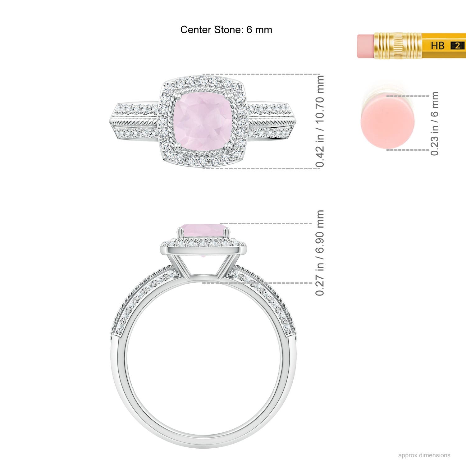 A - Rose Quartz / 1.17 CT / 14 KT White Gold