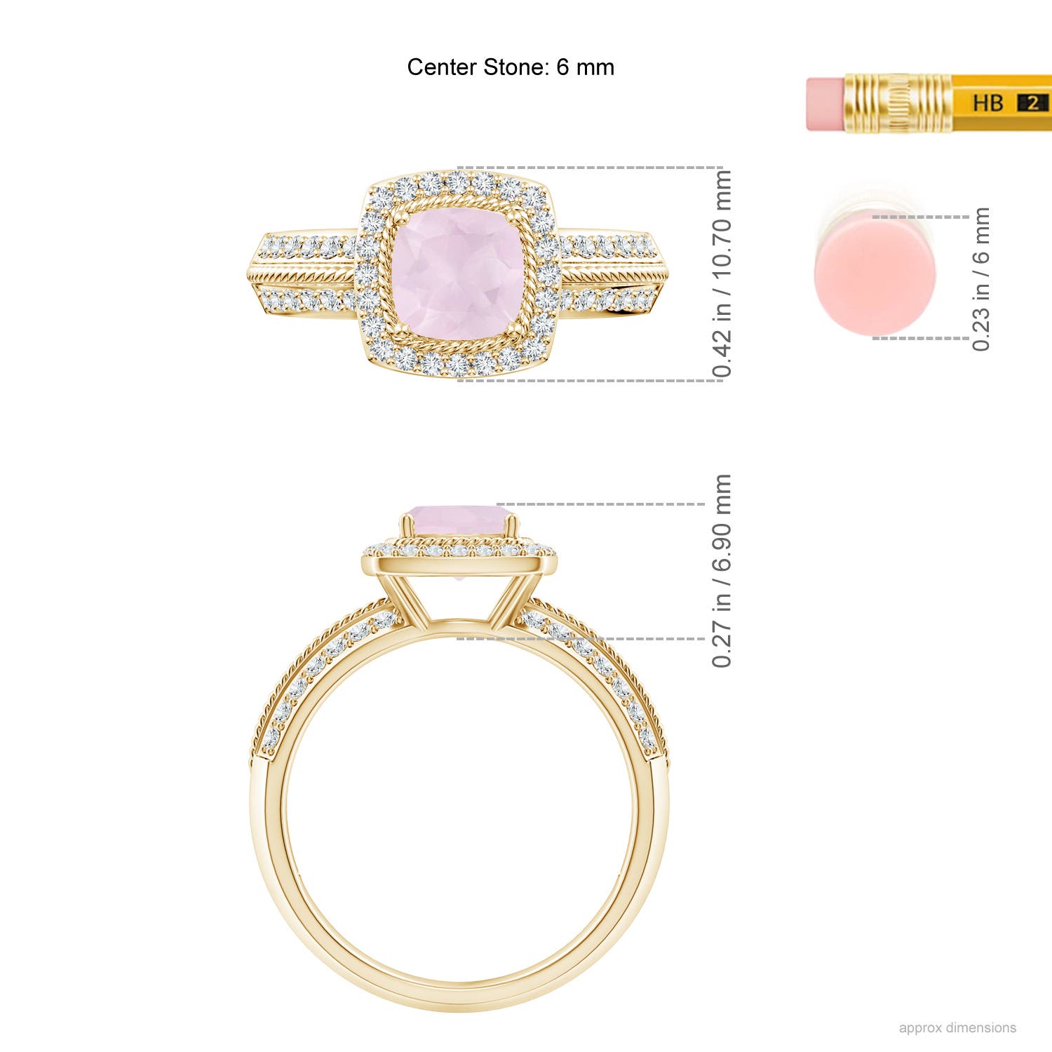 A - Rose Quartz / 1.17 CT / 14 KT Yellow Gold