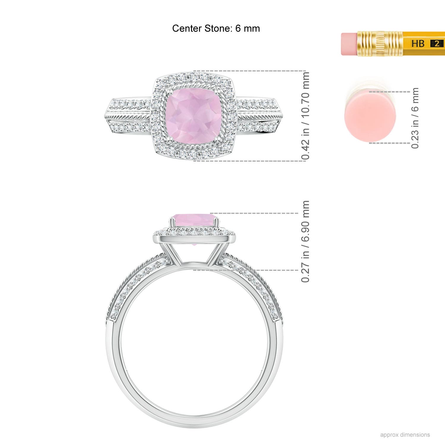 AAA - Rose Quartz / 1.17 CT / 14 KT White Gold