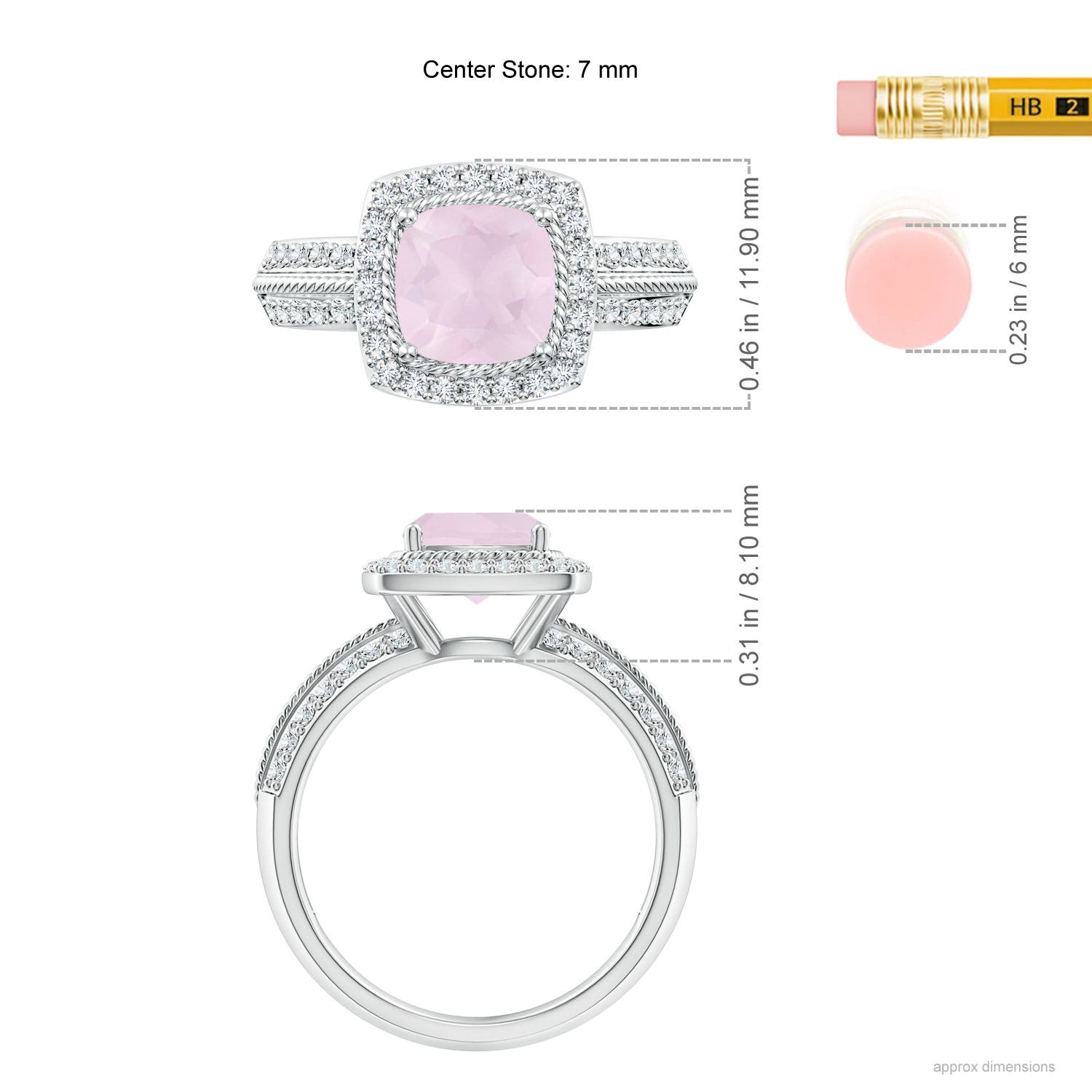 A - Rose Quartz / 1.97 CT / 14 KT White Gold