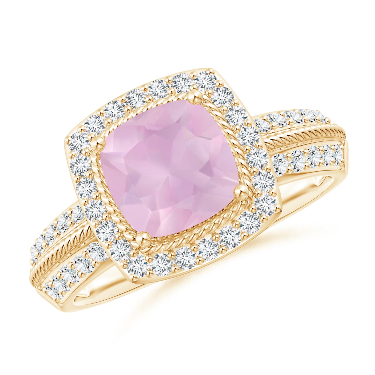 AAAA - Rose Quartz / 1.97 CT / 14 KT Yellow Gold