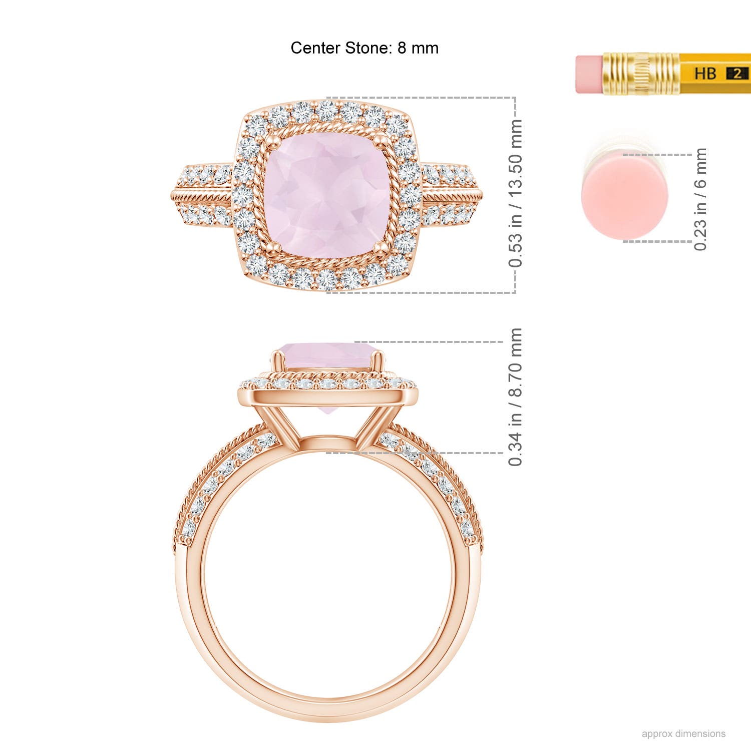 A - Rose Quartz / 2.57 CT / 14 KT Rose Gold