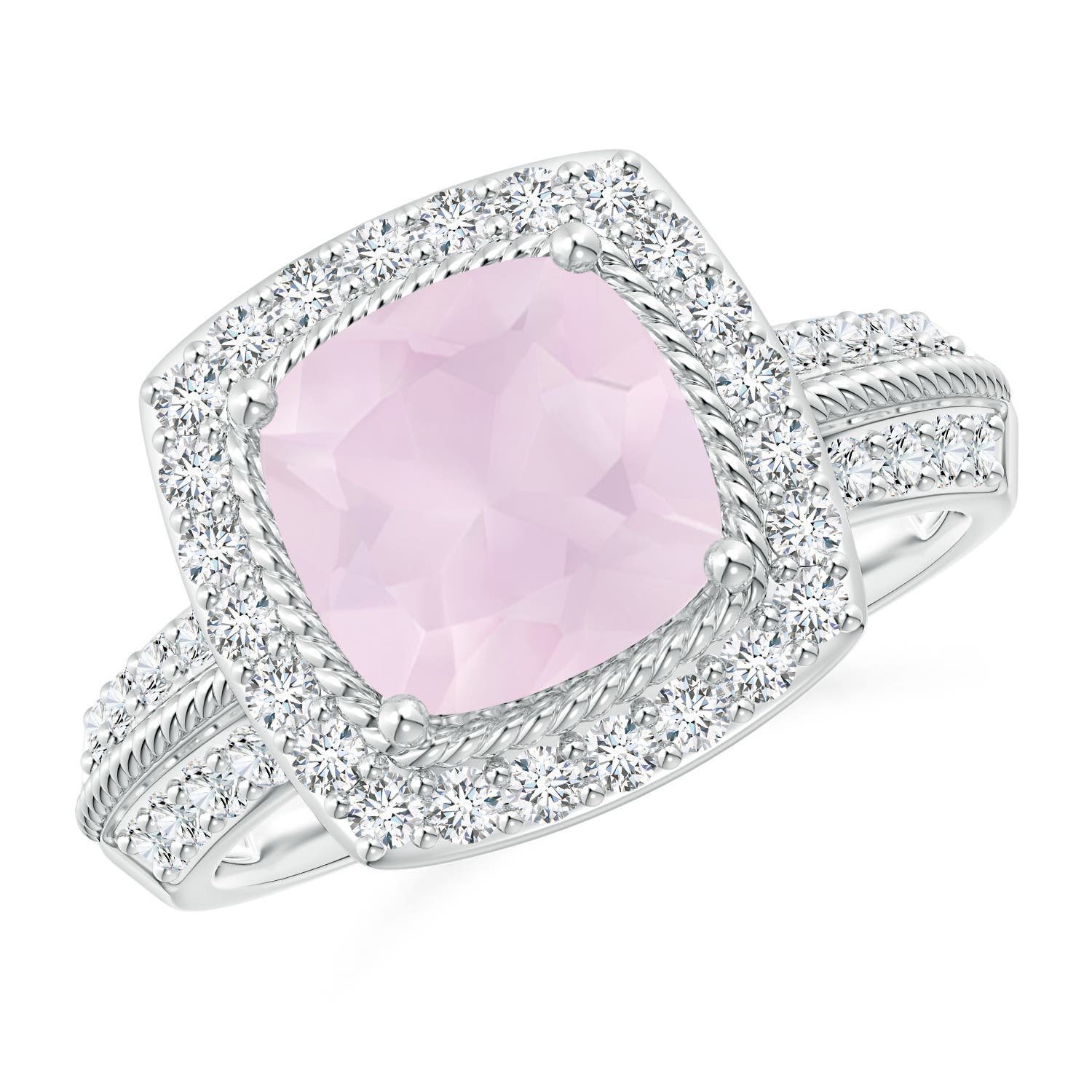 A - Rose Quartz / 2.57 CT / 14 KT White Gold