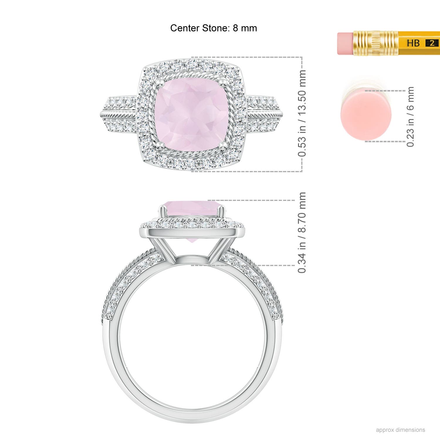 A - Rose Quartz / 2.57 CT / 14 KT White Gold